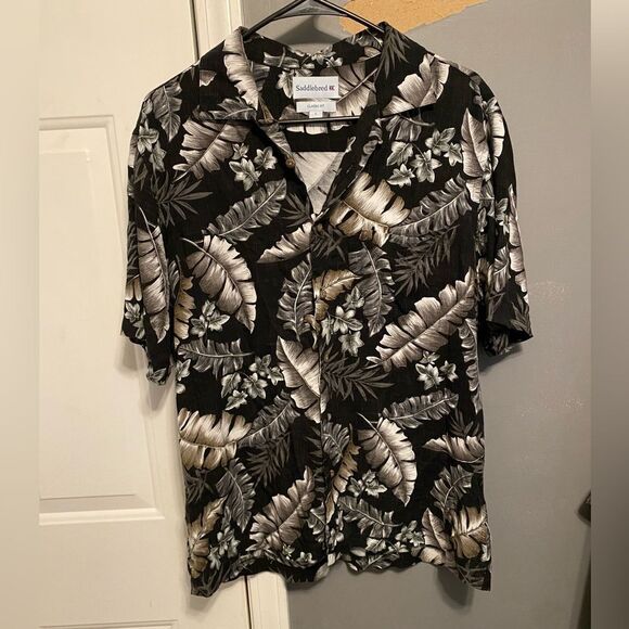 Saddlebred Floral/Caribbean Button Up Short Sleeve Casual Shirt Size Large - Picture 1 of 3